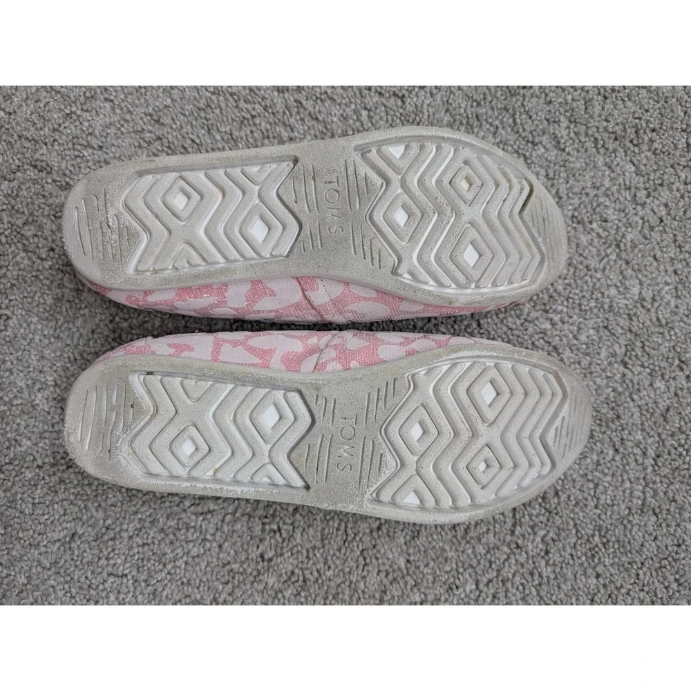TOMS 10016088 Alpargata Slip On Women 8 Textile Pink White Leopard Metallic Flat